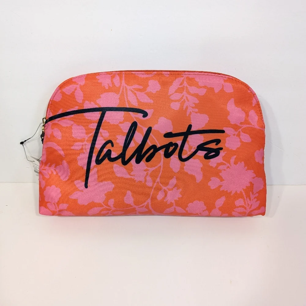 Talbots Cosmetic Bag NEW Logo Floral Print Women Travel Gift Jewelry Makeup